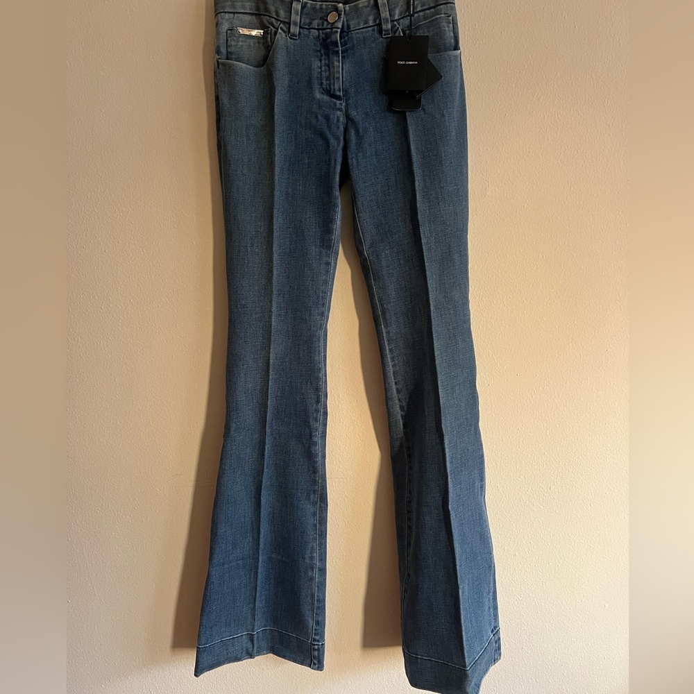 Vintage New Dolce & Gabbana Light Blue Flare Jeans Italy Size 40 Authentic - Picture 2 of 14